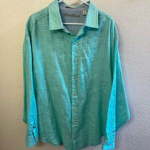Caribbean Breezy Button-Up Shirt in Aqua (XXL)